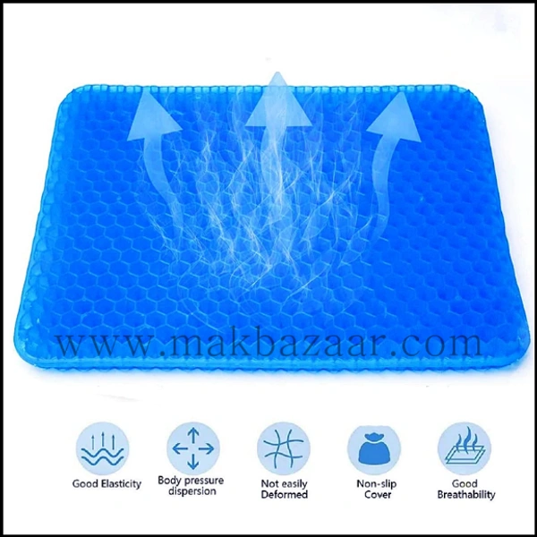 Silicone Rubber Soft Cushion Seat Pillow, Seat Cushion Pad Pressure Sore Relief Ultimate Breathable Design Gel Comfort, Blue (Gel Memory Foam)  